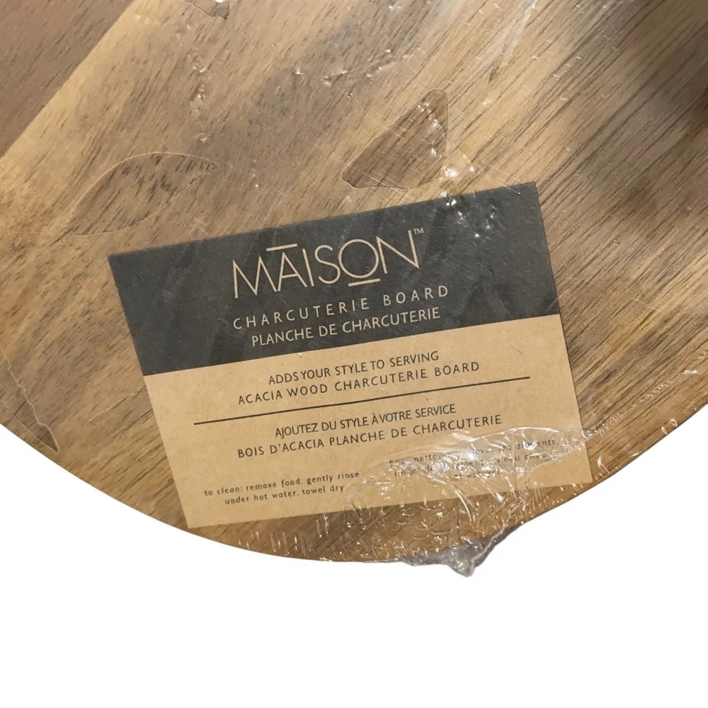 NWT Maison Acacia Wood Cat Charcuterie Cutting Serving Board Kitty Face Present